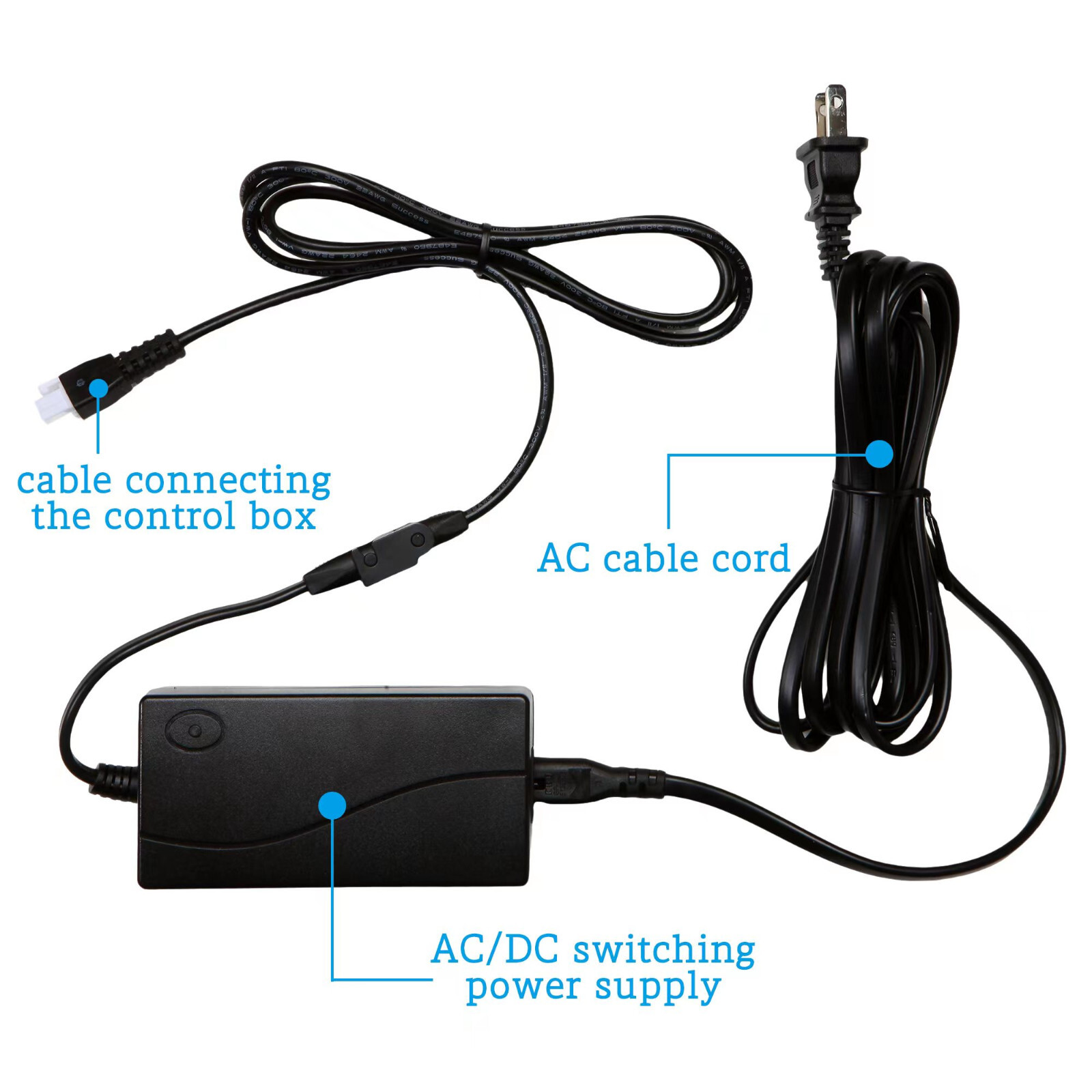 Adjustable Bed Power Adapter 3 Piece Kit for Tempur-Pedic Ashely Ergo Extend