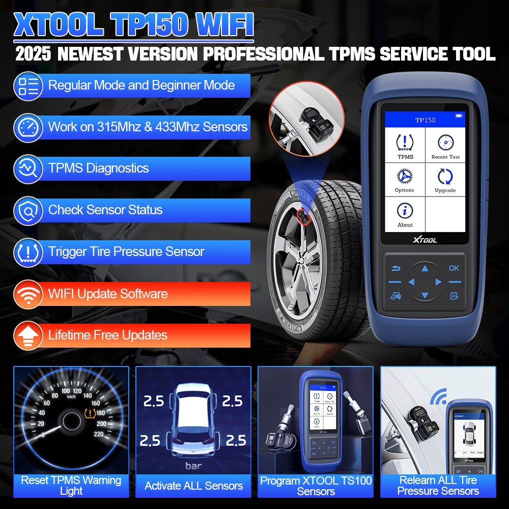 2026 New XTOOL TP150 TPMS Relearn Tool TPMS Sensors Activate/Reset/Programming