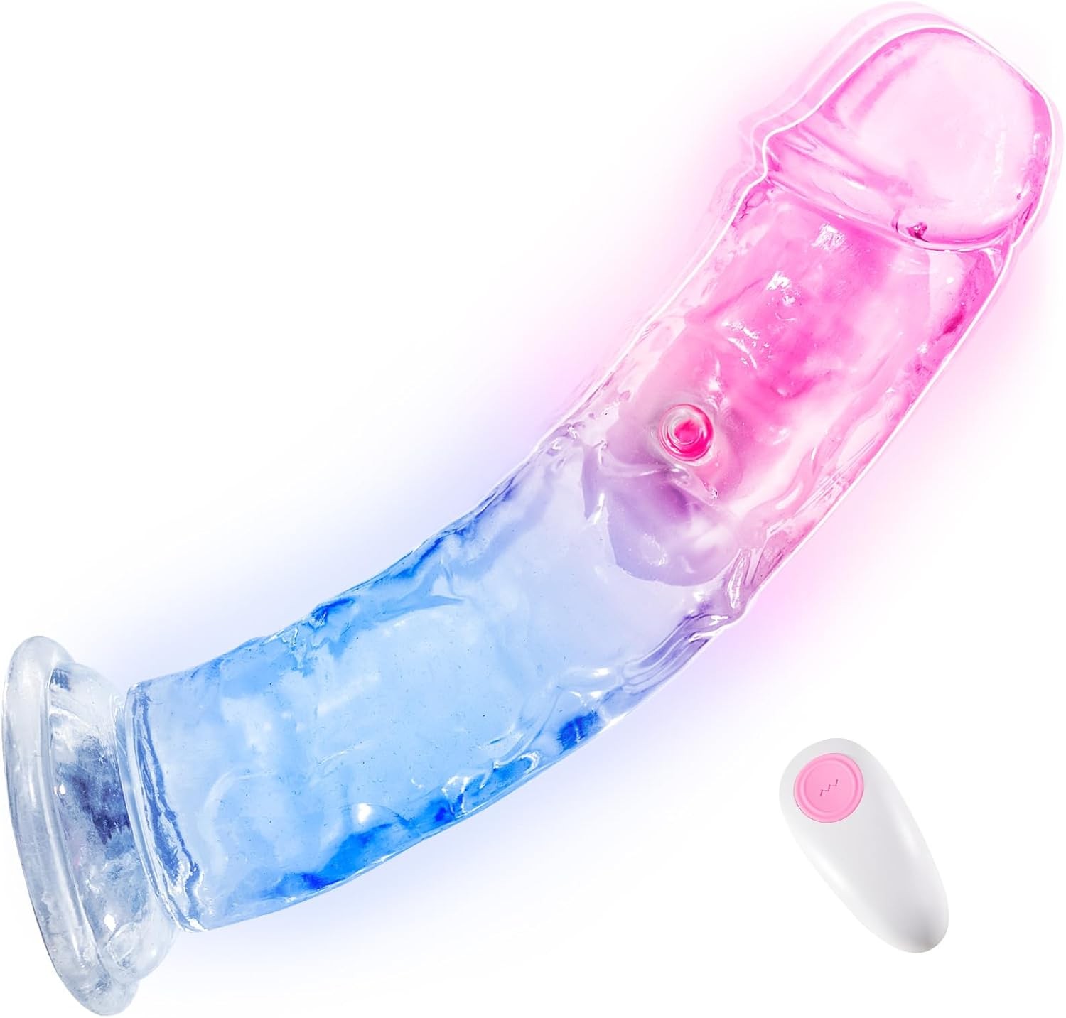 Realistic Clear Vibrating G-Spot Dildos - 8 Inch Illuminated Vibrator Colorful D