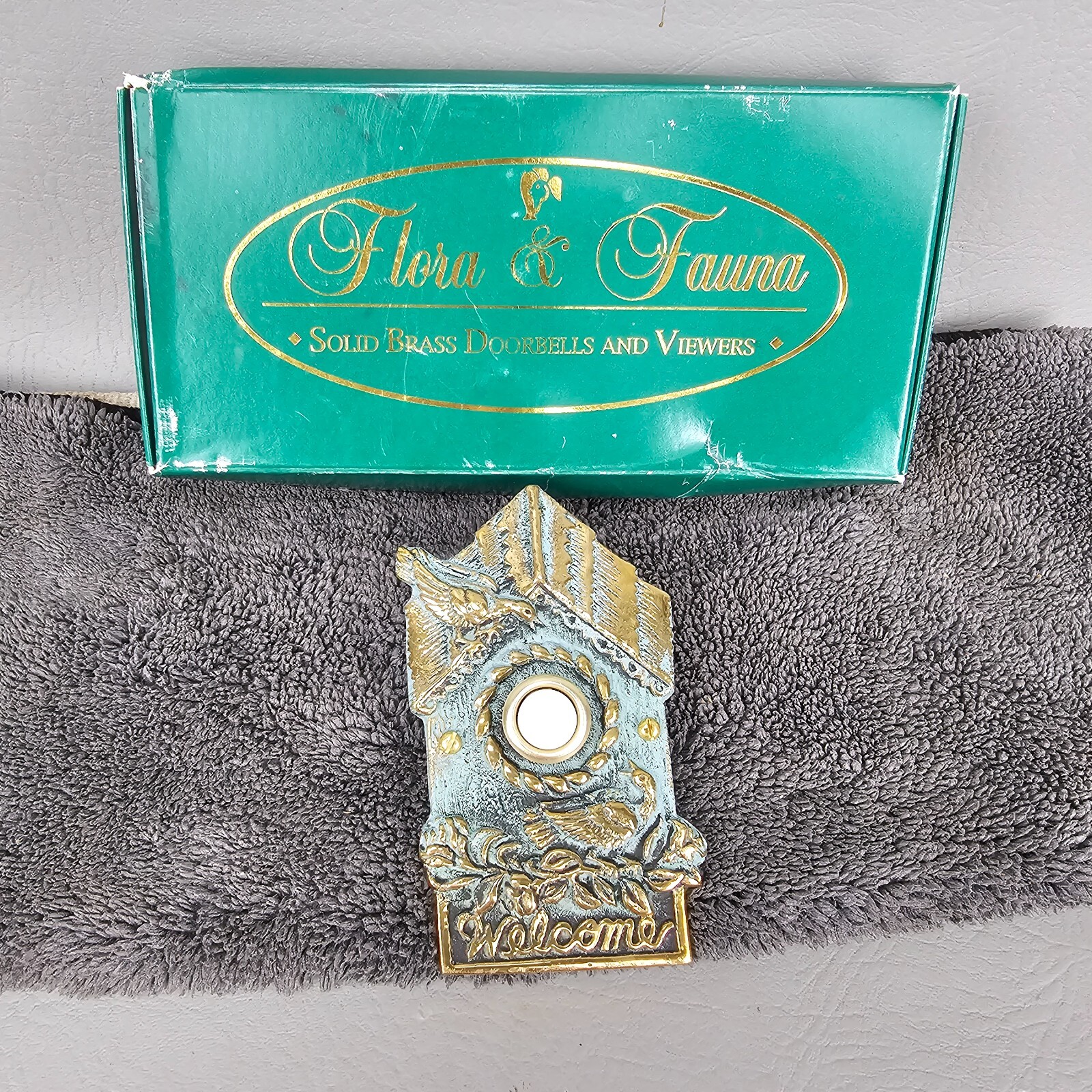 Flora & Fauna Birdhouse Doorbell Solid Brass Petina - In Box - Never Used