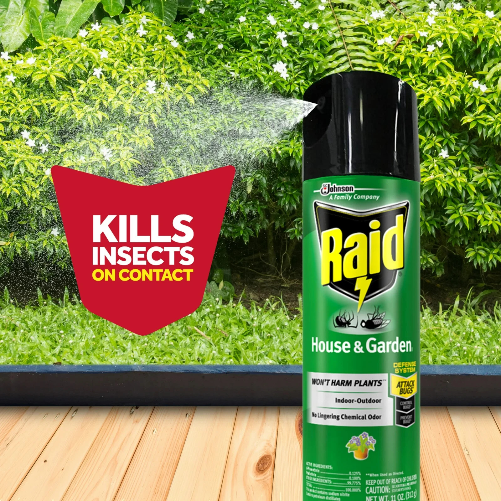 6 Pack Raid House & Garden Insect Killer Spray- In/Outdoor Plant-safe Size 11 oz