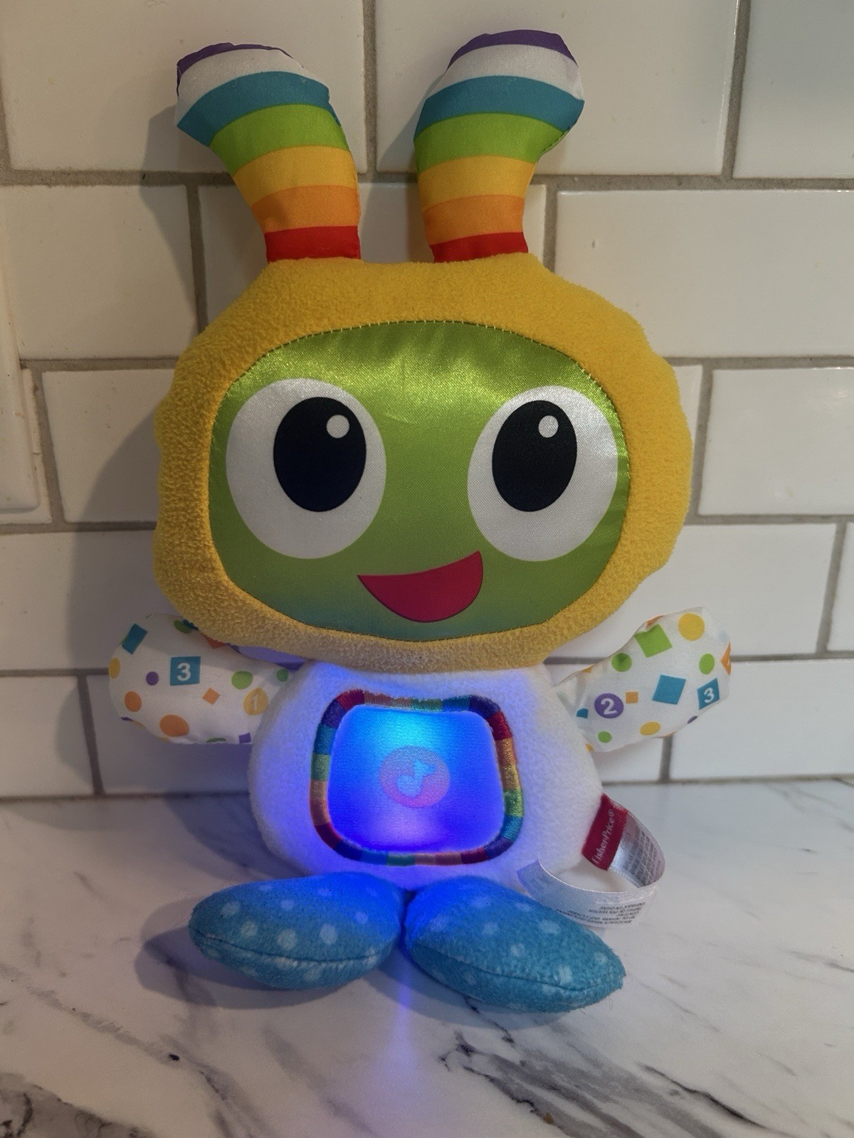 Fisher Price Groove & Glow Bright Beats BeatBo Plush Stuffed Toy Mini Bot READ