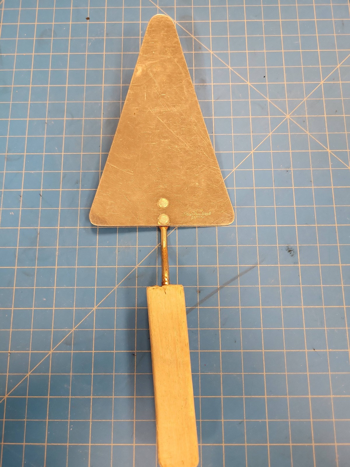 Vintage Stainless Steel Trowel Japan Made Wood Handle Pointed Tip Tool