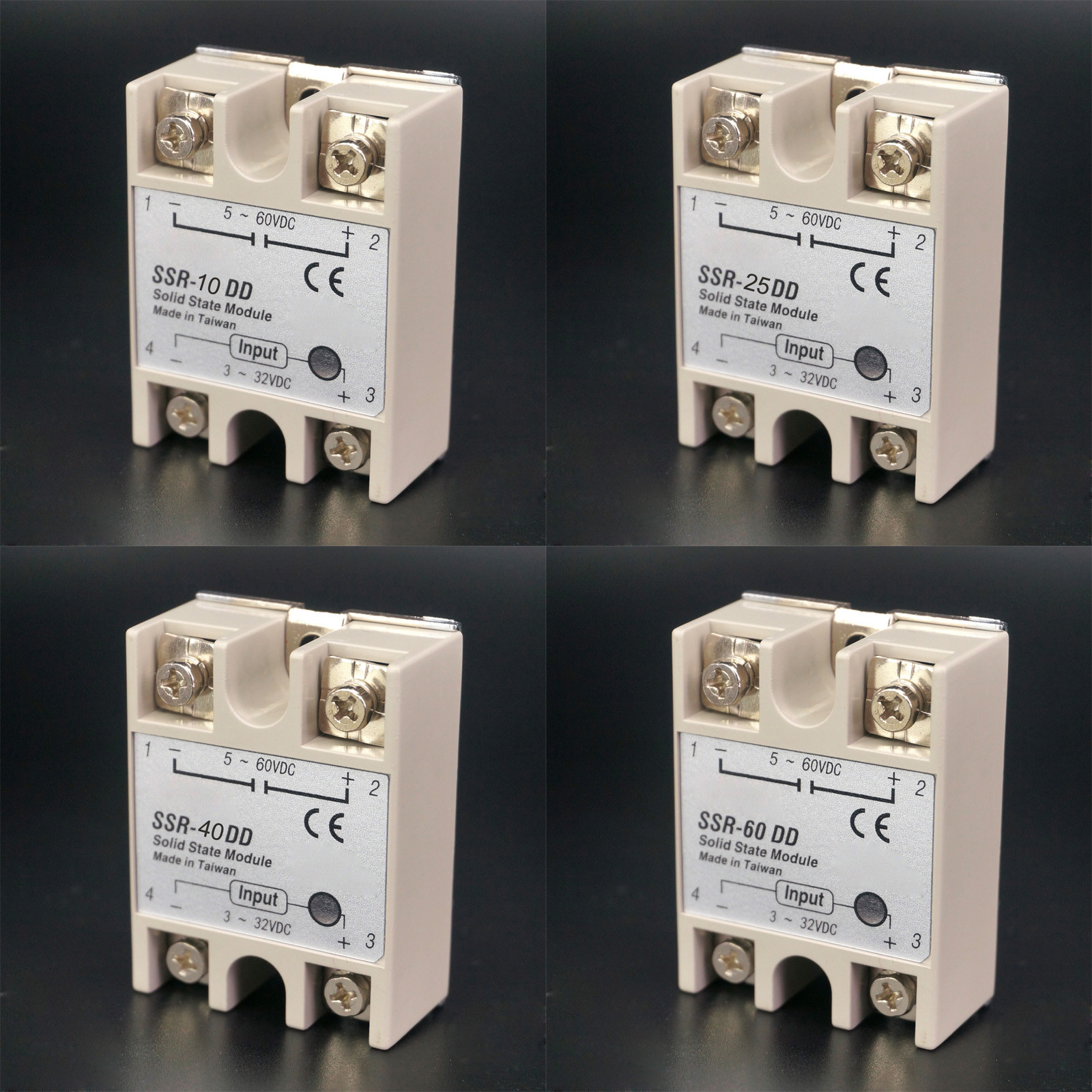 SSR Single-phase Solid State Relay 10-60A DC-DC Input 3-32VDC Load 5-60VDC