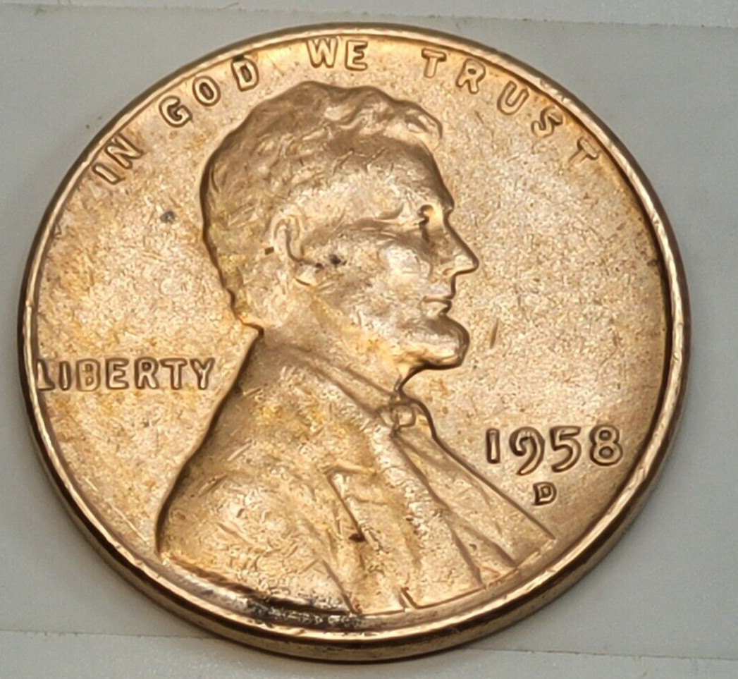 1958-D Lincoln Wheat Cent Penny L On Rim ERROR