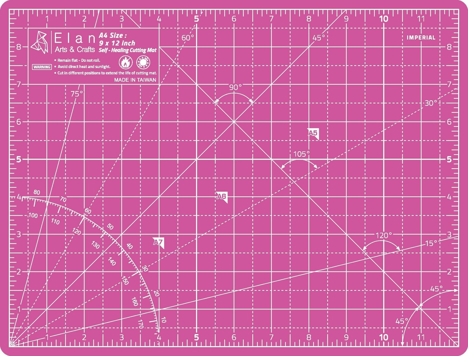 Elan Cutting Mat A4 Pink & Purple, Self Healing Cutting Mat 9x12 Inch, 5-Ply ...