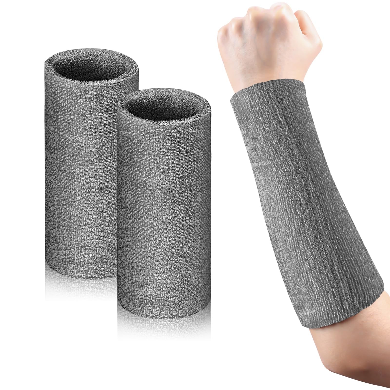 9 Inch Extra Long Wristbands Sweatbands for Men Women Football Workout 2 Pcs
