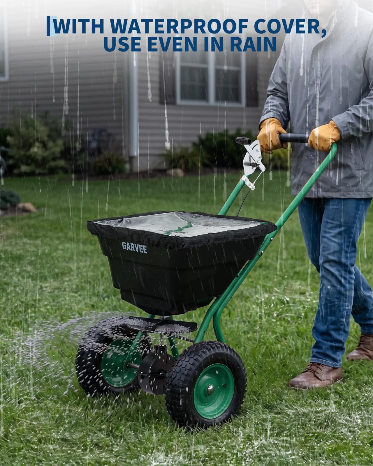 80 LBS/100 LBS Push Broadcast Spreader, 12FT Width Adjustable Flow for Lawn