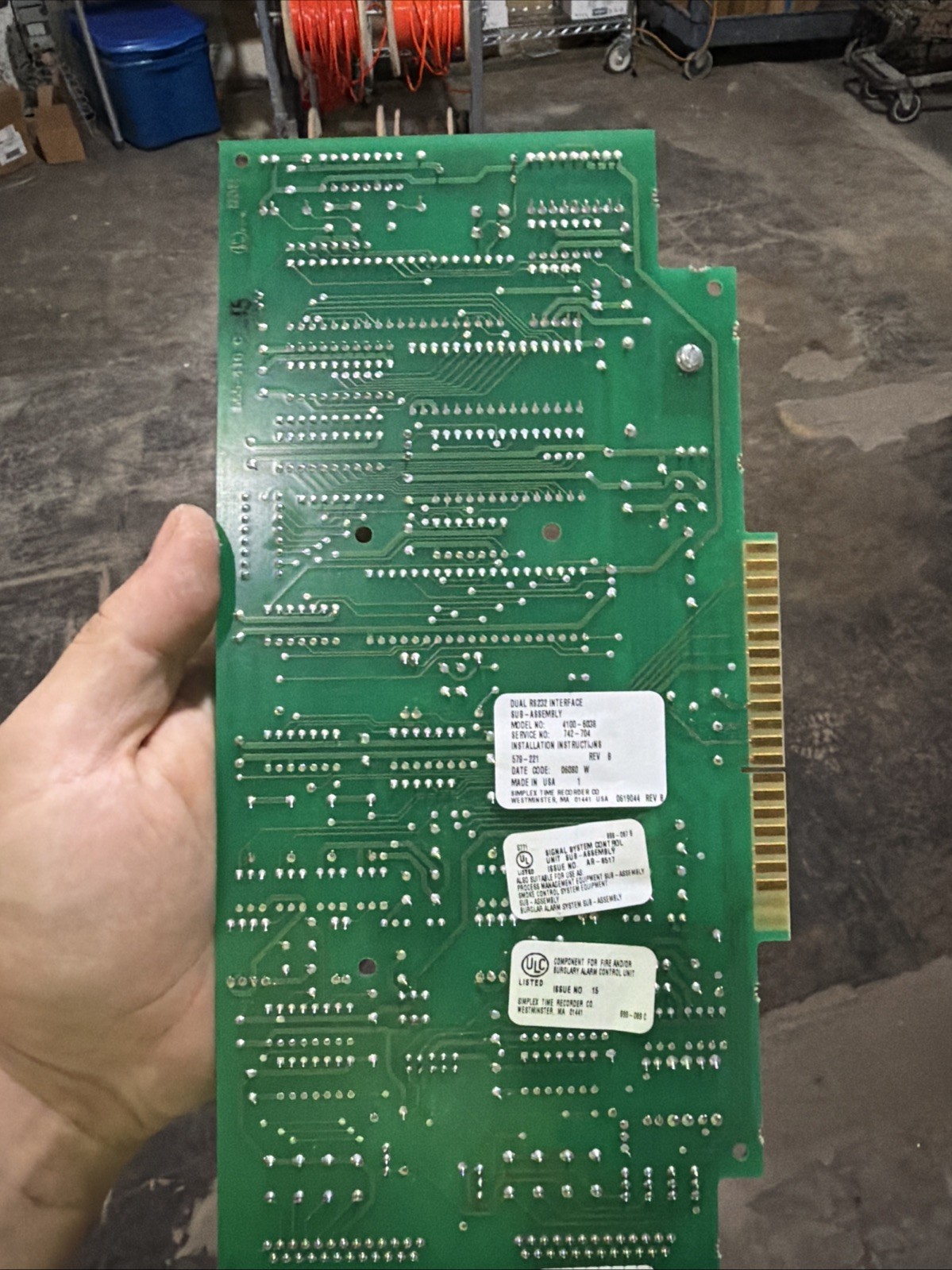 4100-6038 0565415 SIMPLEX DUAL RS232 INTERFACE FIRE ALARM CARD SL NO K060100078
