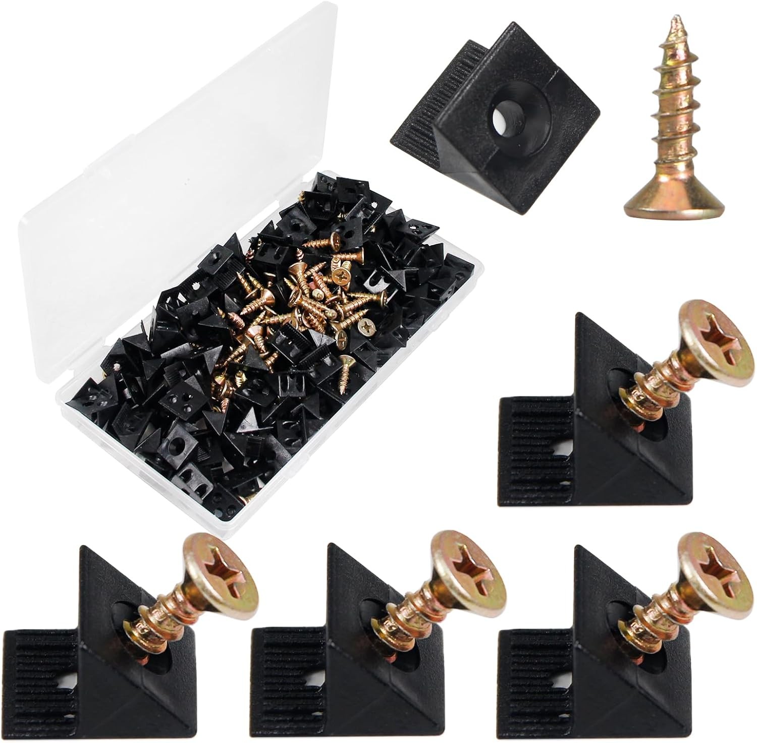 120Pcs Drawer Bottom Support Brackets,Plastic Angle Code Bracket Fasteners,Fixin