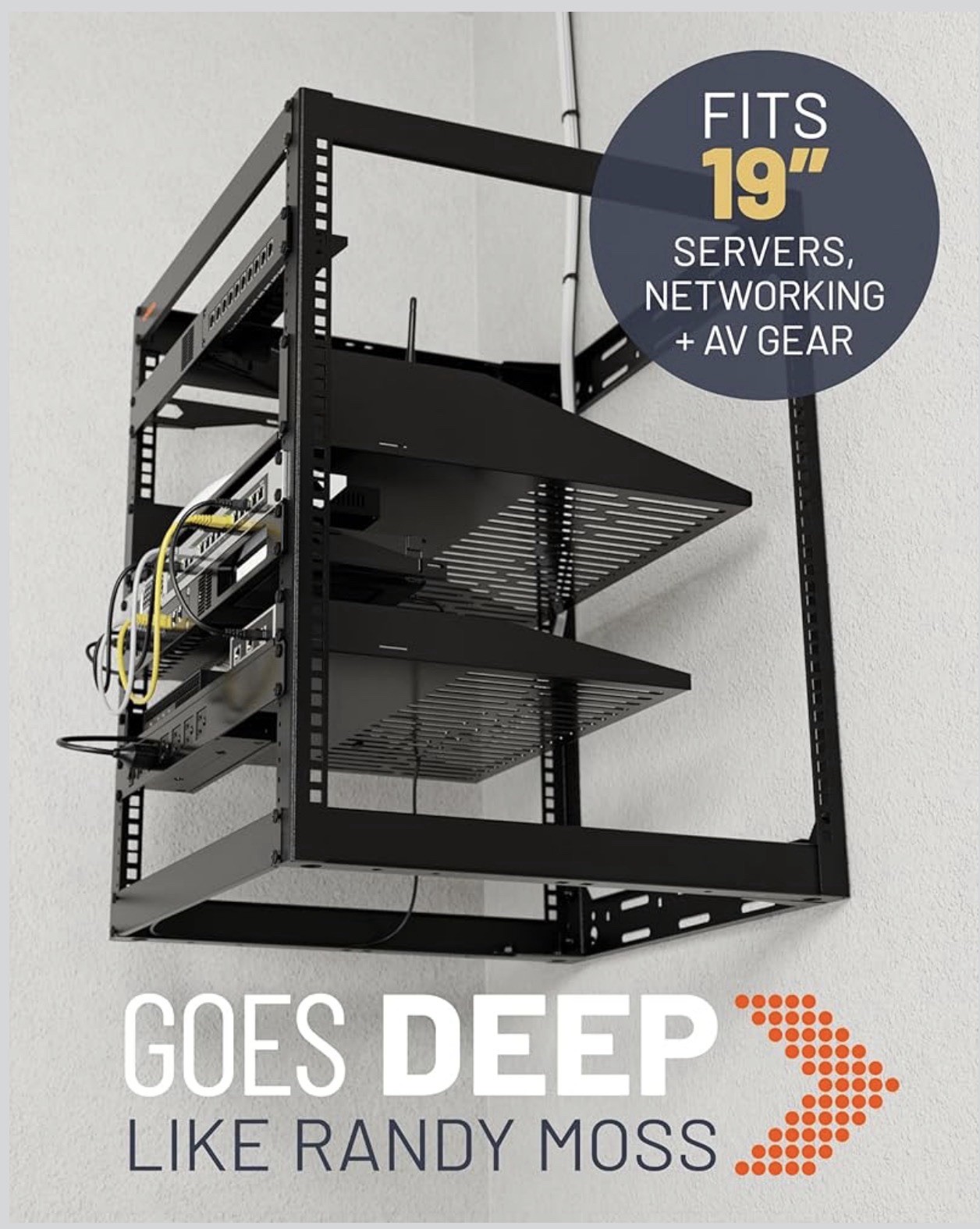 Echogear 15U Open Frame Rack For Servers & A/V Gear Stackable / Wall Mountable
