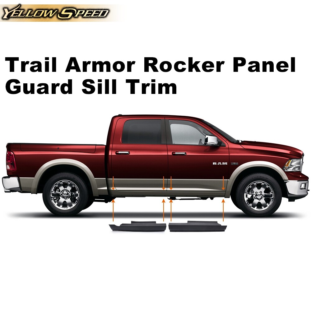 Rocker Panel Protector Guard Cover Trim Fit For 2009-2018 Dodge Ram Crew Cab
