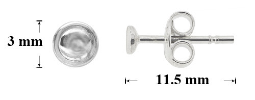 Sterling Silver Glue-On Earrings Studs Posts 3x11.5mm for Gluing 2088 * Findings