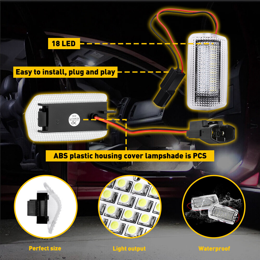 Pair Left White Right LED Door Side Courtesy Light for 2010-2022 Toyota 4Runner