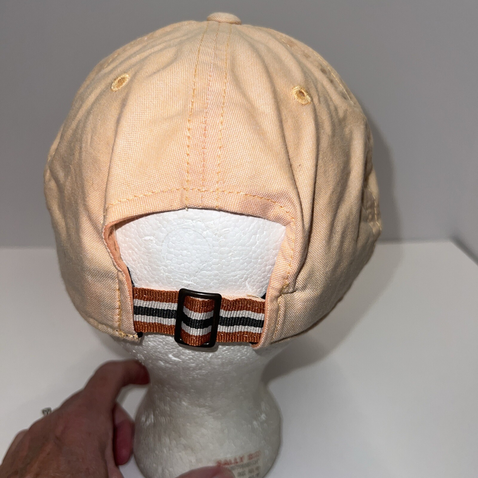 Stars and Stripes RWB Patch on Peach Linen Like Hat Cap American Needle BrandEUC