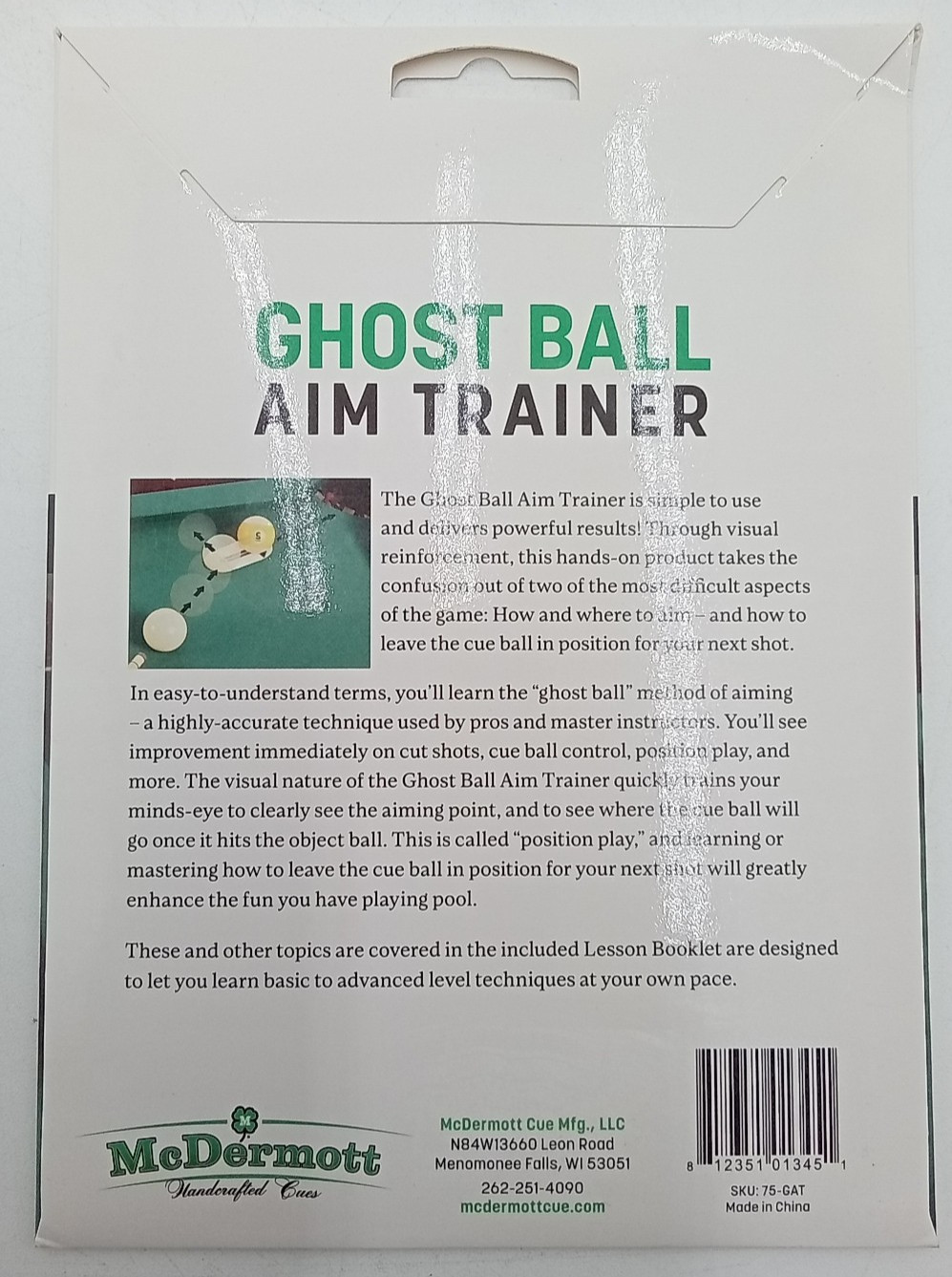 McDermott Ghost Ball Aim Trainer Pool Billiard Training Tool