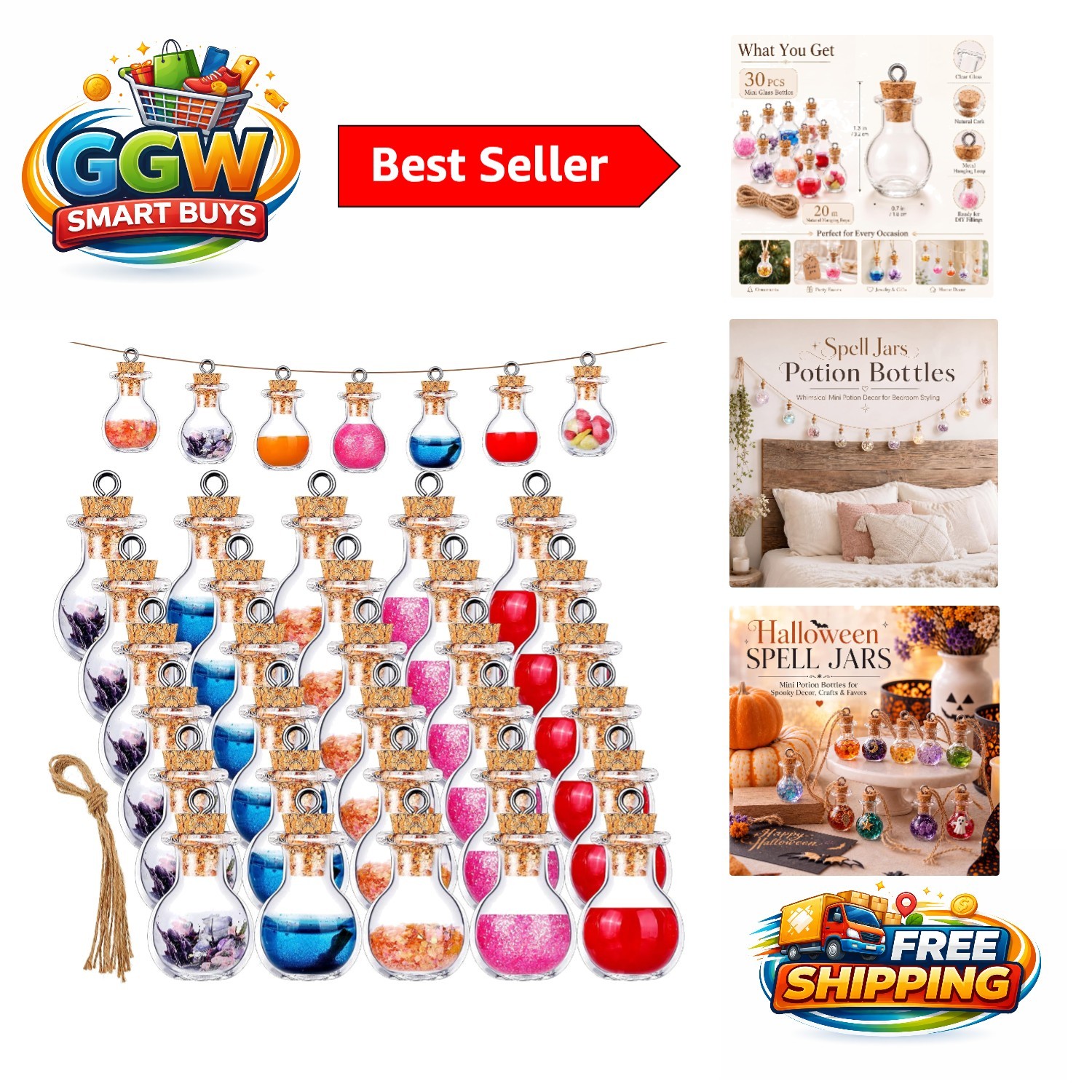 30 Pcs Mini Glass Potion Bottles with Cork – Ideal for DIY Crafts & Decor