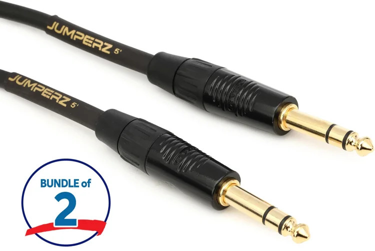 JUMPERZ JG2TRS-5 Gold TRS Cable - 5 foot (2-Pack)