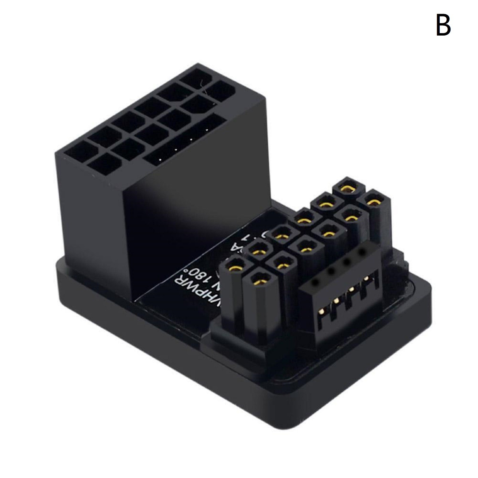 Black ATX3.0 12VHPWR 12+4 16Pin 600W Power Supply Adapter 180° Turn Connector,.