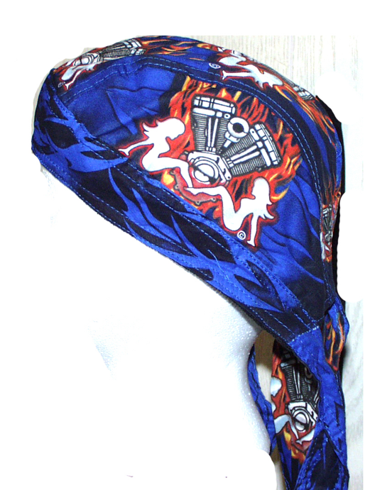MOTORCYCLE SKULL CAP HEADWRAP DO RAG /DU RAG V Twin