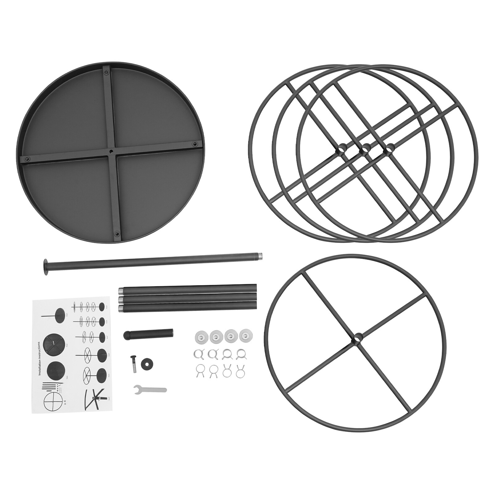 Black Rotatable Round Display Round Clothing Rack Metal Clothes Hanging Rack