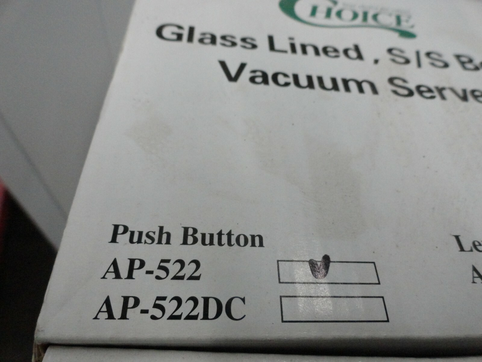 choice Glass-Lined SS Body vacuum server model AP-522 new authentic