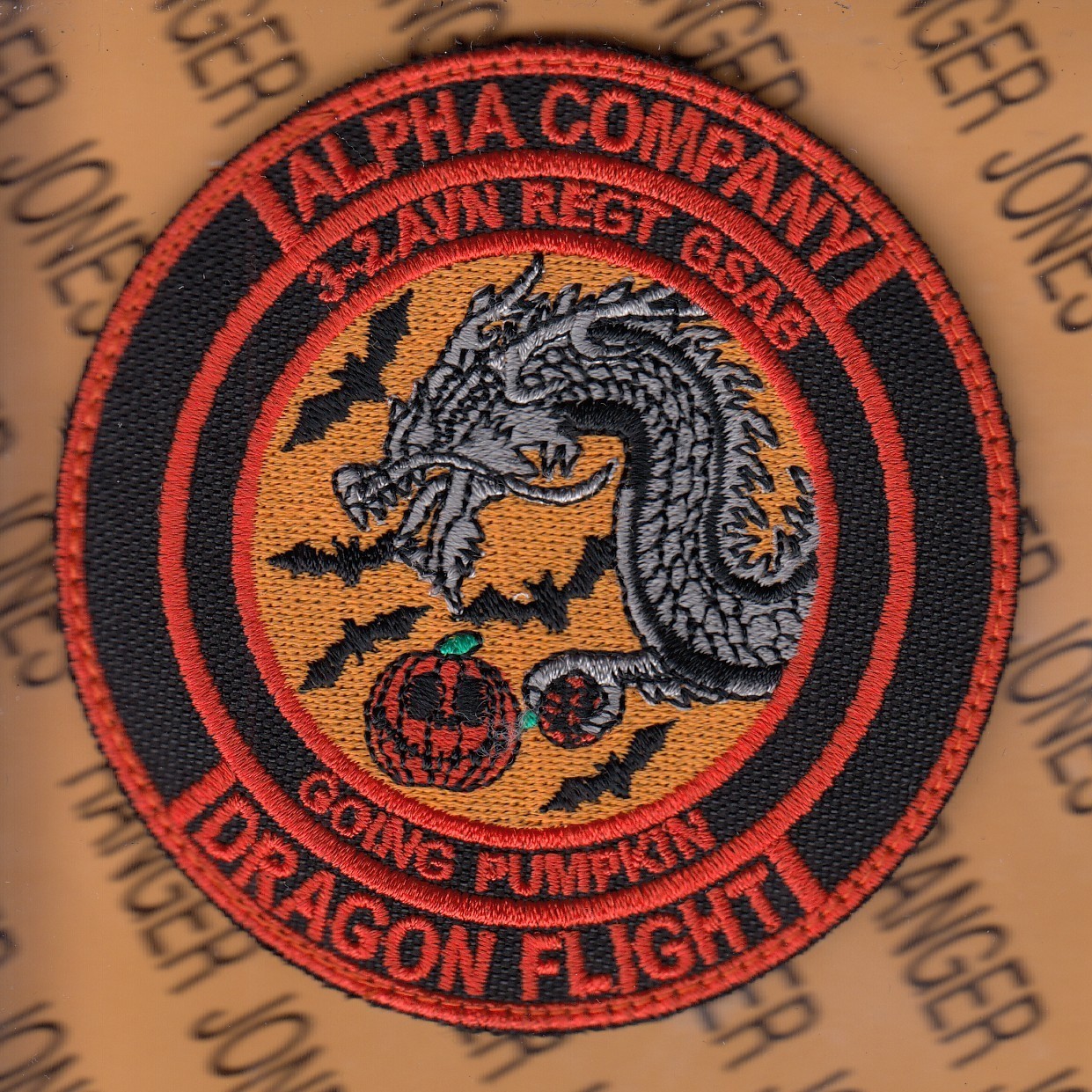 US Army A Co 3rd Bn 2nd Aviation Regt GSAB Dragon ~3.75" w/ HOOK patch c/e