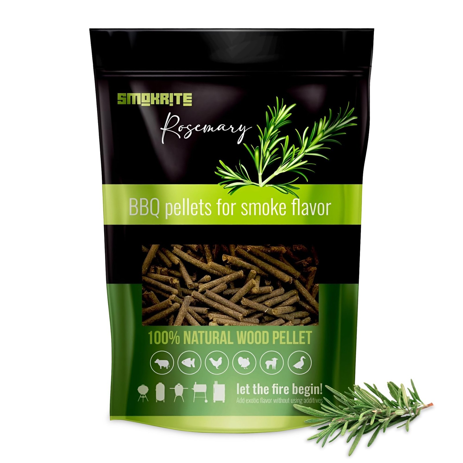 SMOKRITE Rosemary Wood Pellets for Smoker Grills, All Natural Hard Wood BBQ P...