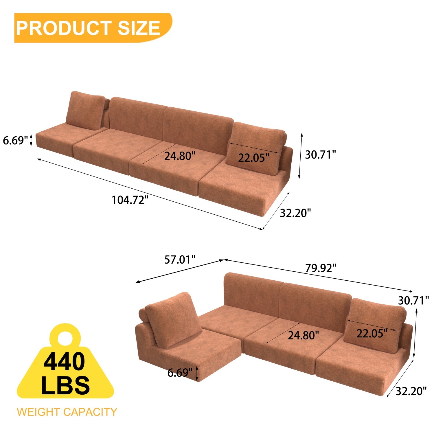 Convertible Folding Sofa Bed Sleeper Sofa Bed Floor Couch Sofa Chair w/ Pillows
