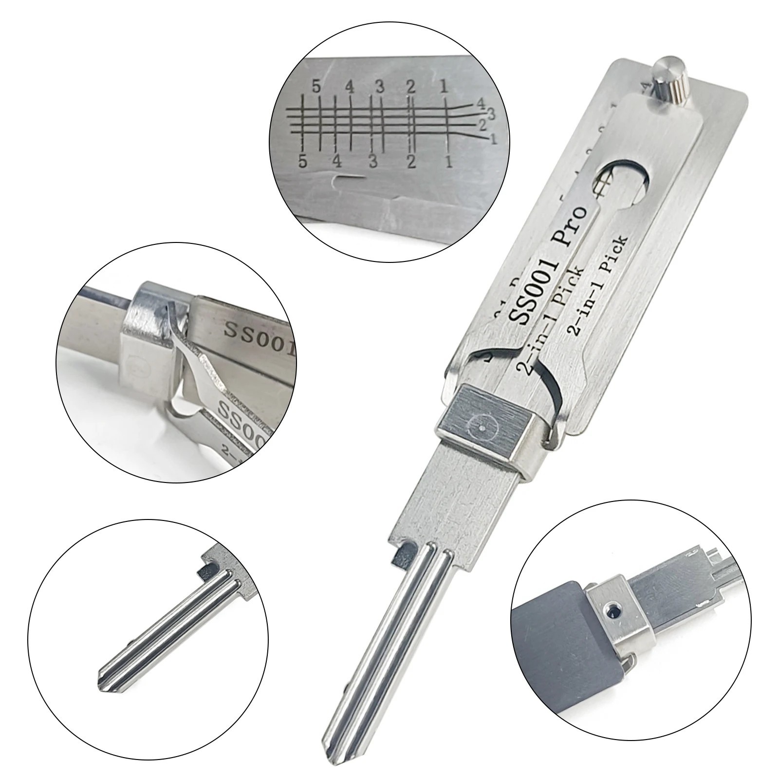 2-in-1 Stainless Steel Key Decoder SS001 PRO Lock Decoder Repair Tools-Free Ship