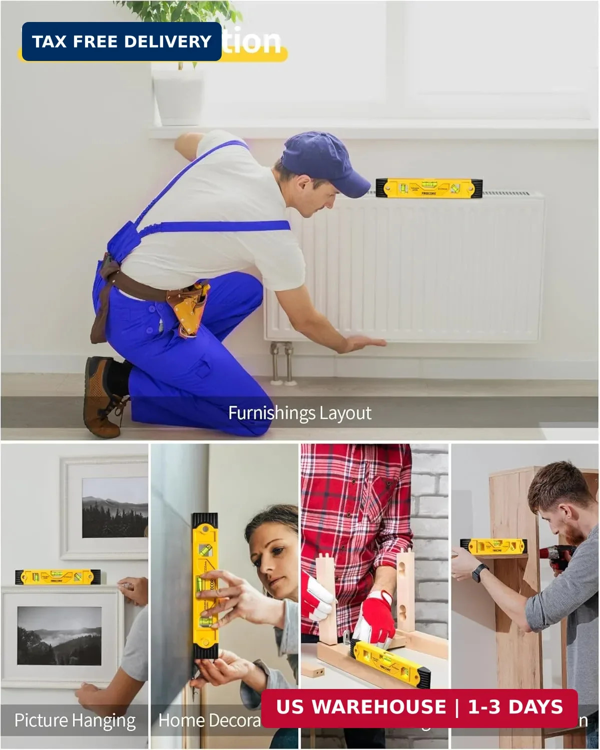 Torpedo Level Magnetic, 9 Inch Shockproof Small Leveler Tool with 3 Bub
