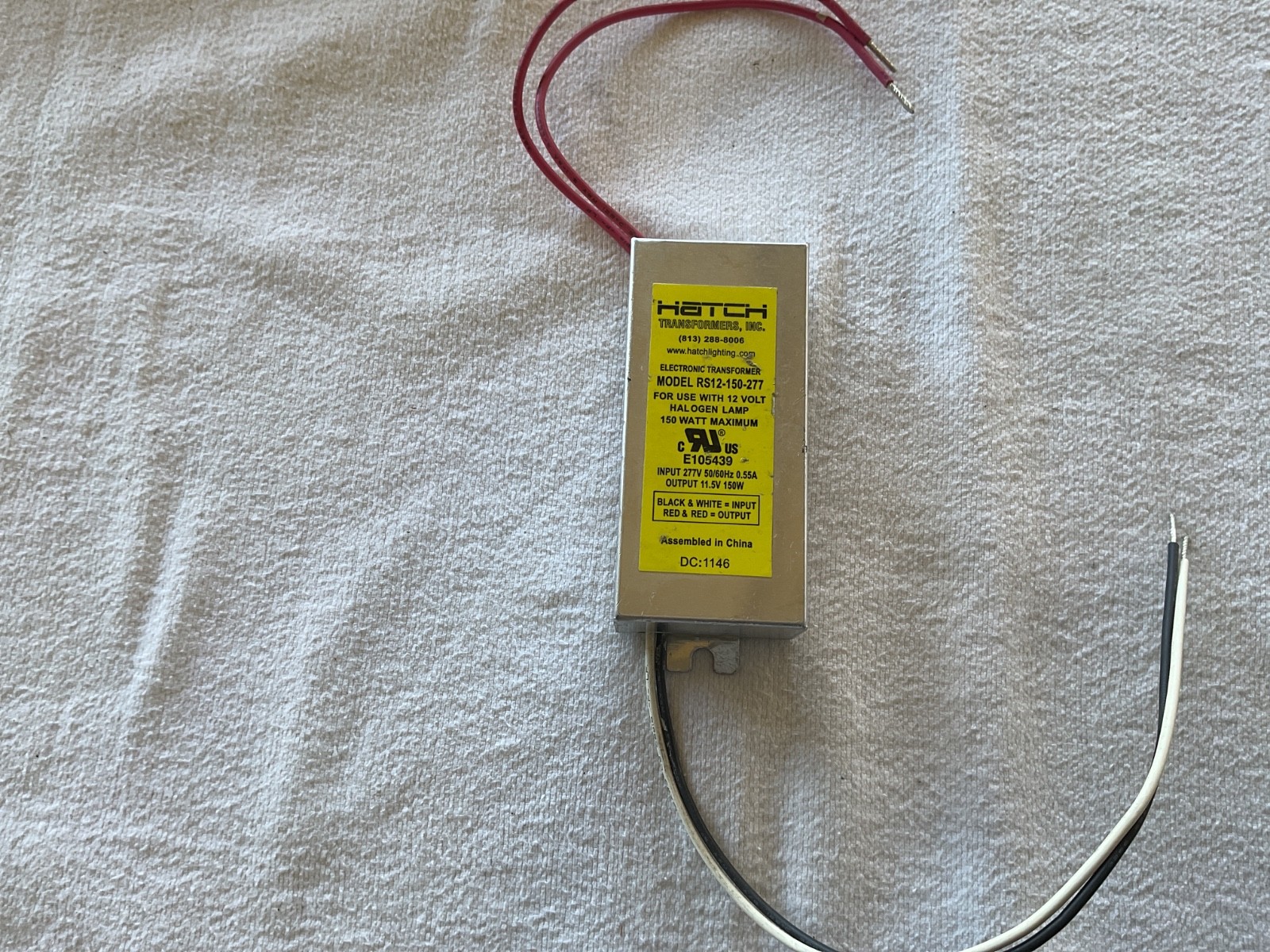 HATCH ELECTRONIC TRANSFORMER MODEL RS12-150-277 FREE SHIPPING