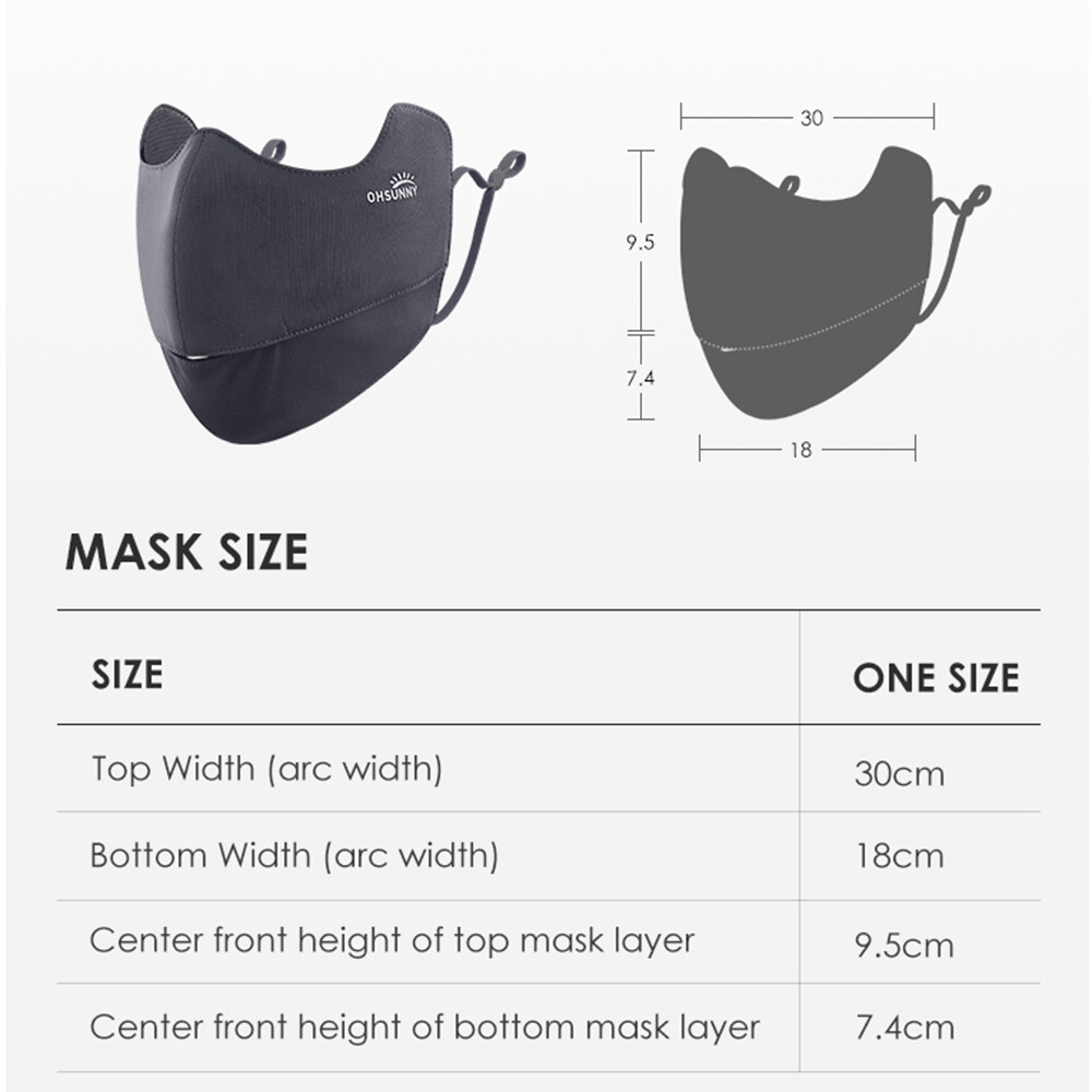 OhSunny Anti-UV Face Cover UPF 50+ Breathable Sun Face Mask for Outdoor Cycling
