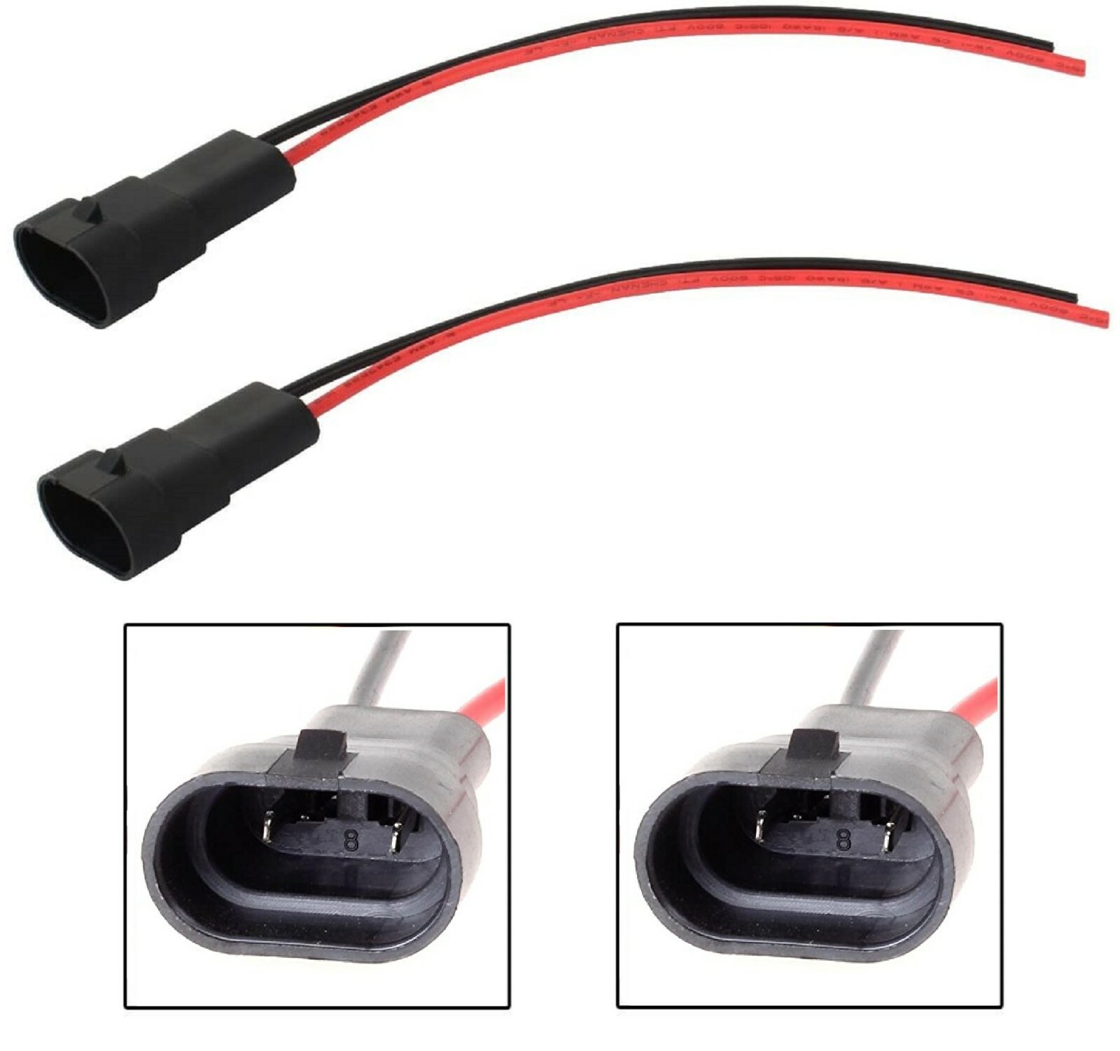 Wire Pigtail Male 9005 HB3 Two Harness Head Light High Beam Adapter Replacement