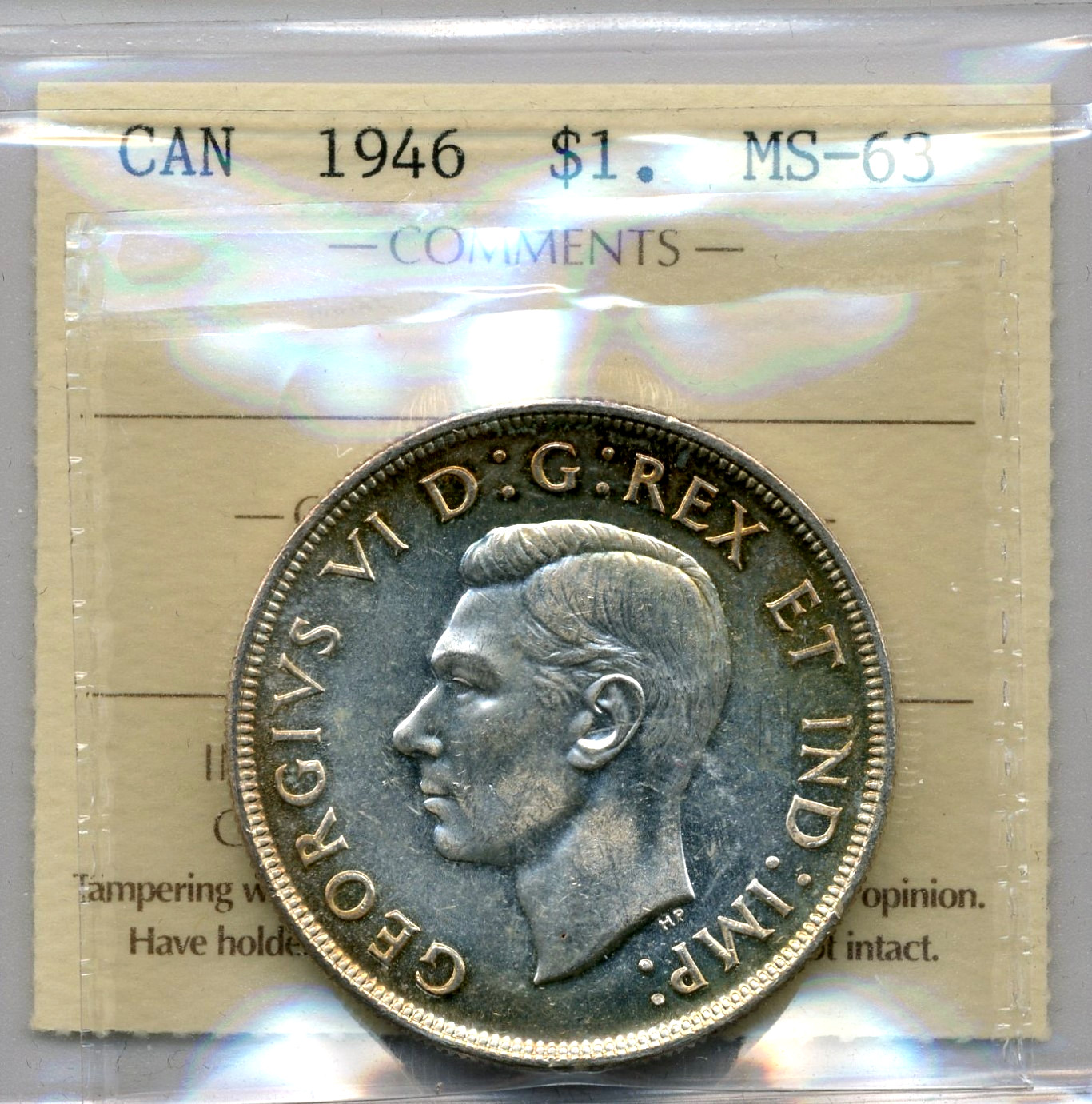 1946 Canada $1, Choice Uncirculated, ICCS MS63