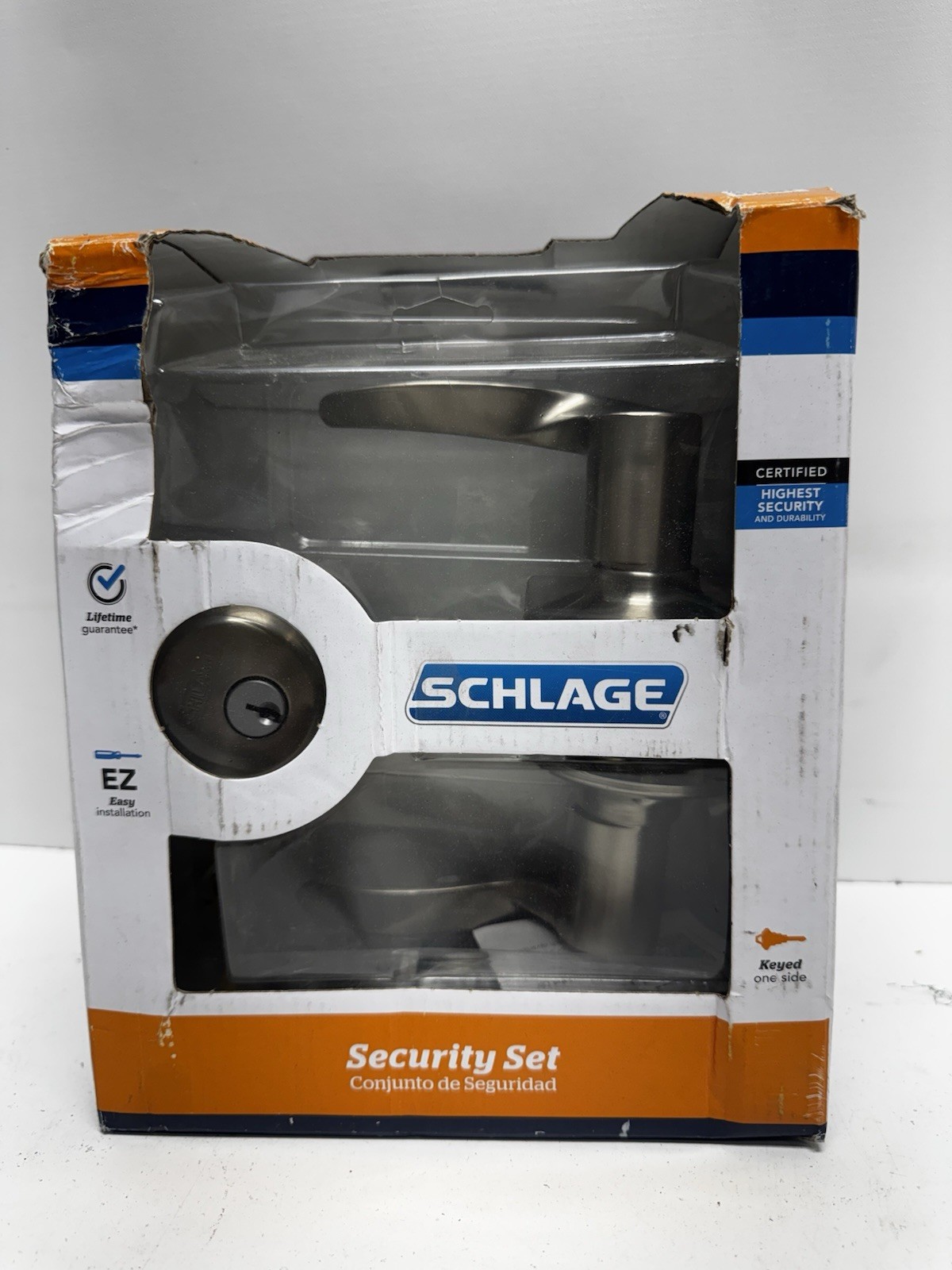 Schlage Accent Lever Keyed Entry Door Lock Deadbolt Combo Pack Satin Nickel New