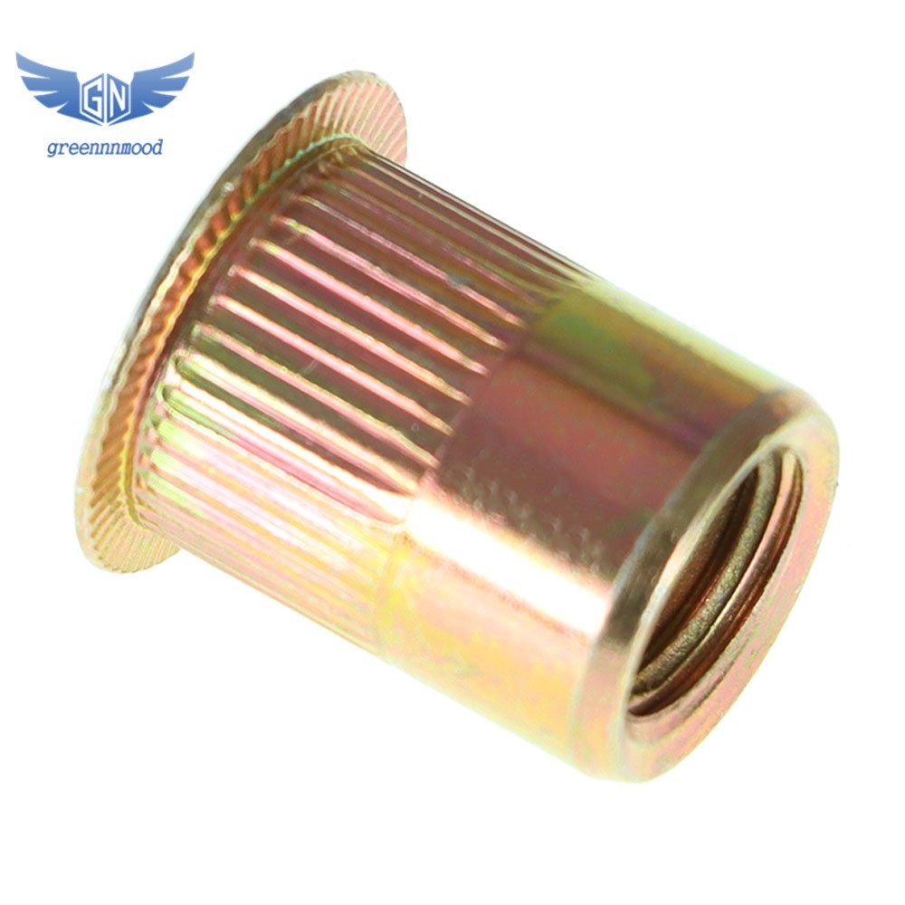 50 Pcs 3/8-16 Carbon Steel Rivet Nut Flat Head Threaded Insert us