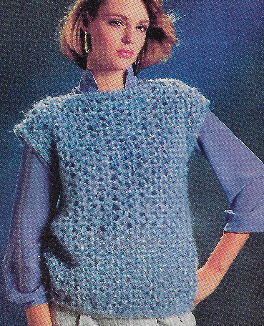 vintage, Lady's Casual Times Bulky Vest crochet pattern instructions