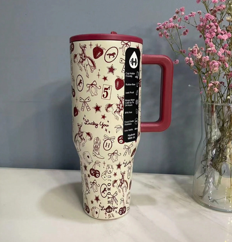 Hydrojug 40 Oz Red Western Style Limited Edition Tumbler new