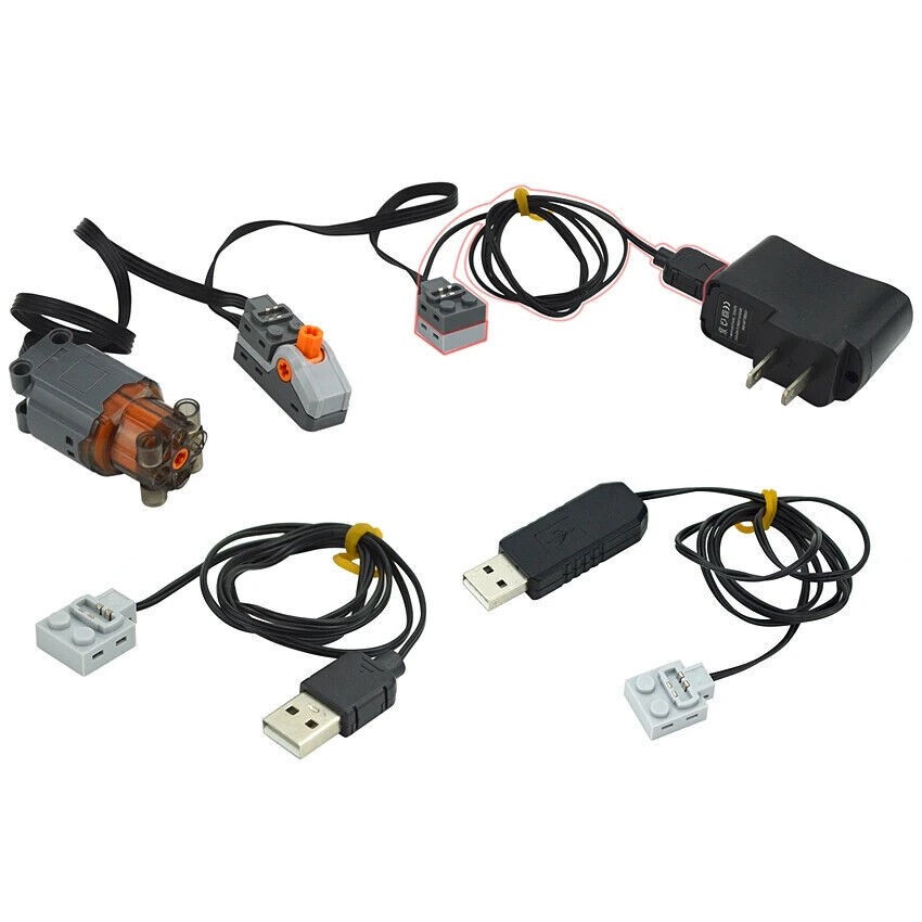 LED MOC City 9686 8883 Motor Power Supply USB cable Building Block Bricks Toy