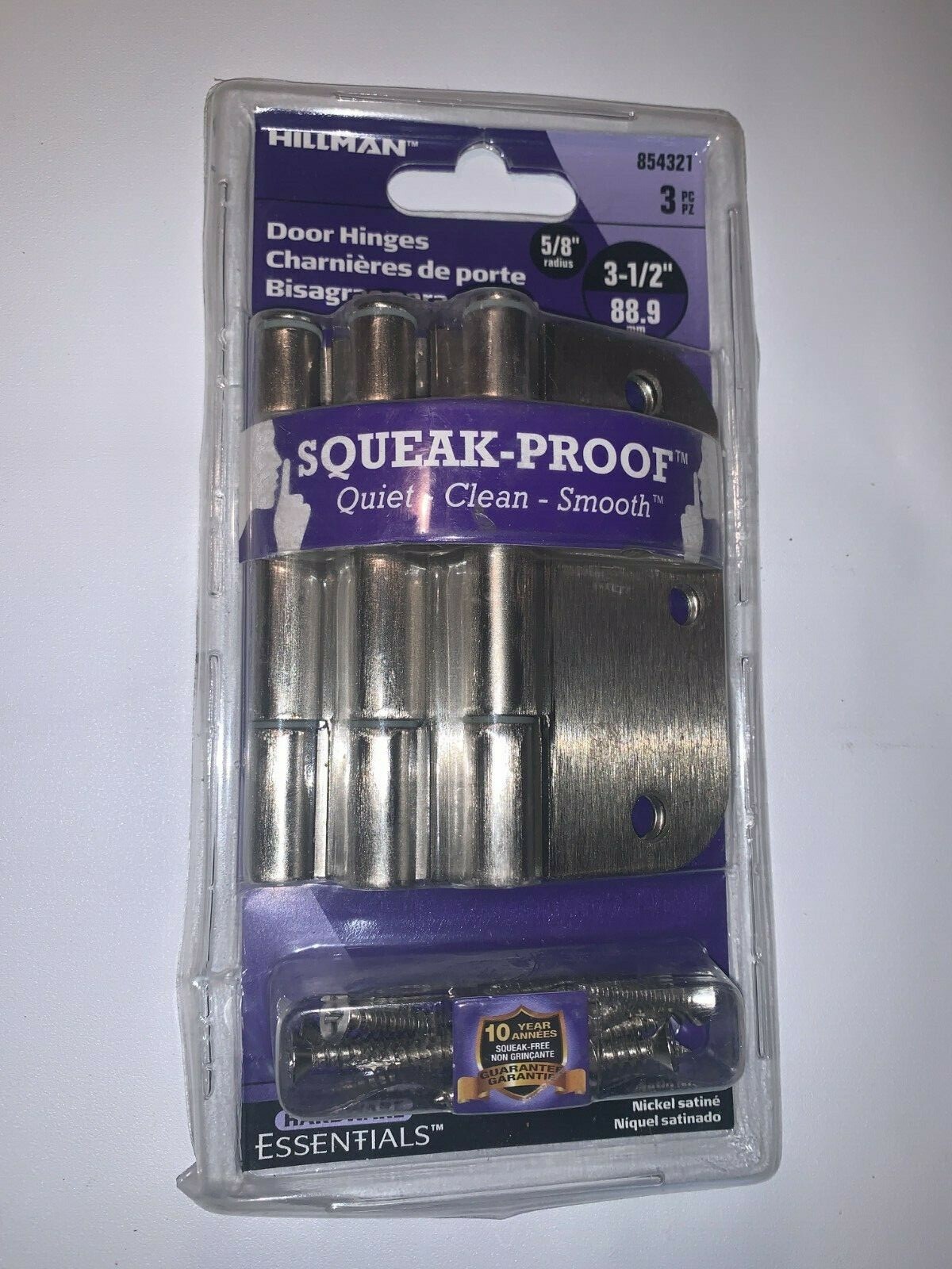 Hillman Squeak Proof 3-1/2" Door Hinge Satin Nickel
