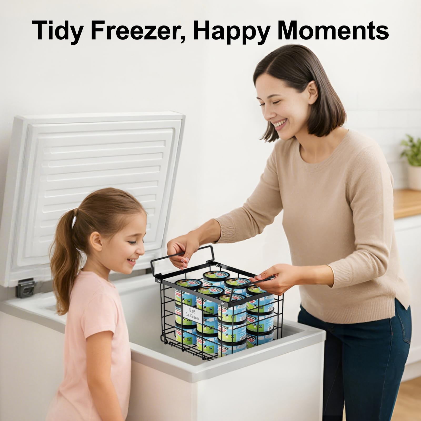 Freezer Organizer Bins - for 3.5 Cu.Ft Deep Freezer, 3 Pack Stackable Chest F...