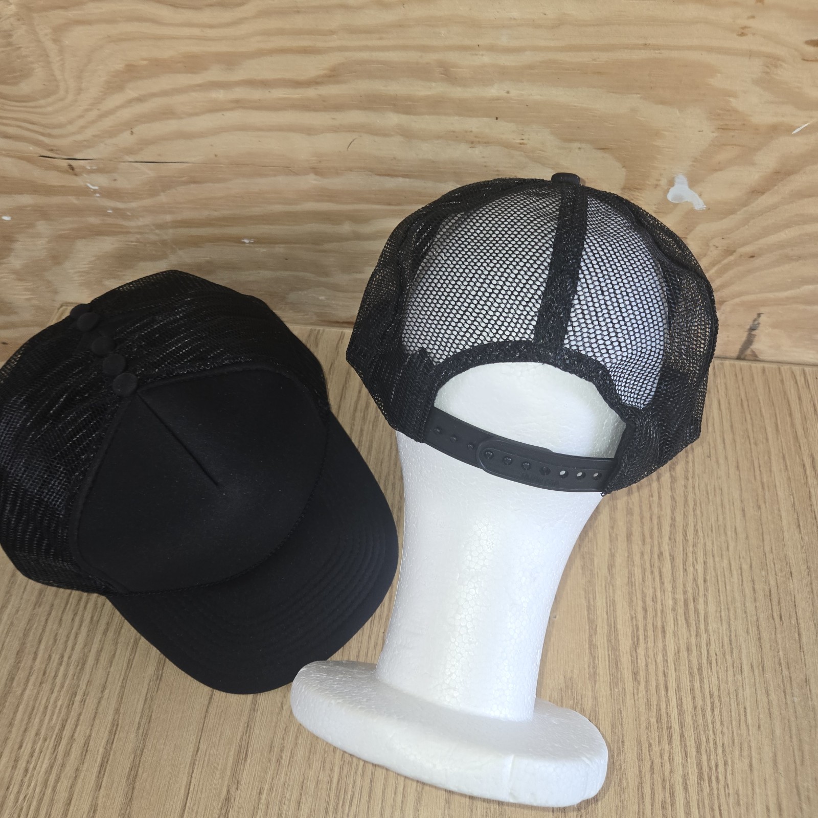 Vintage Blank Nissin Mesh Trucker Hat Adjustable Snapback Black NOS 1 Per
