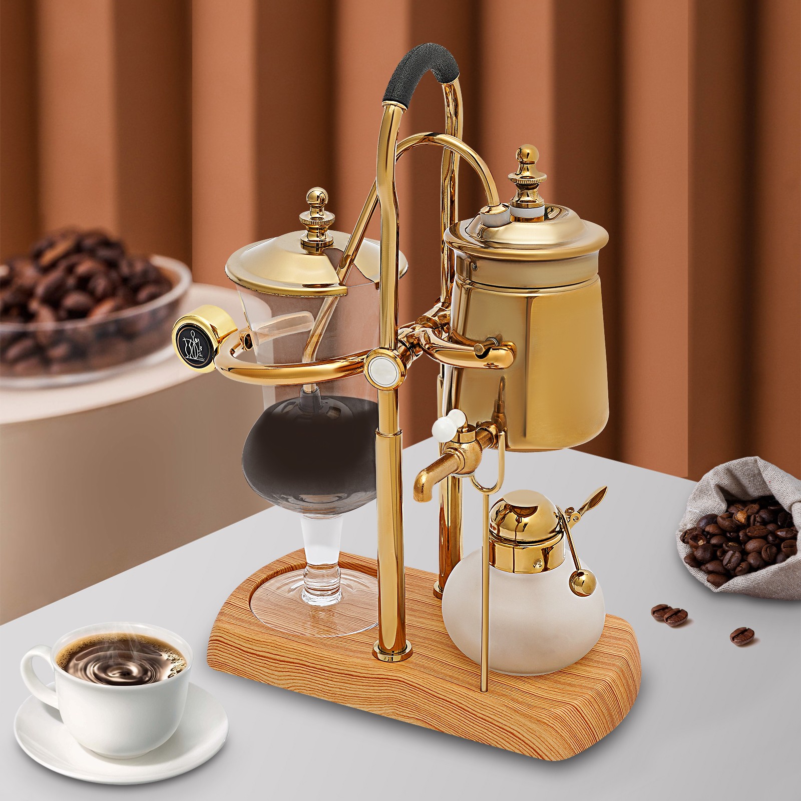 15OZ Royal Belgian Belgium Balance Syphon Coffee Maker Siphon Brewer Golden HOT~