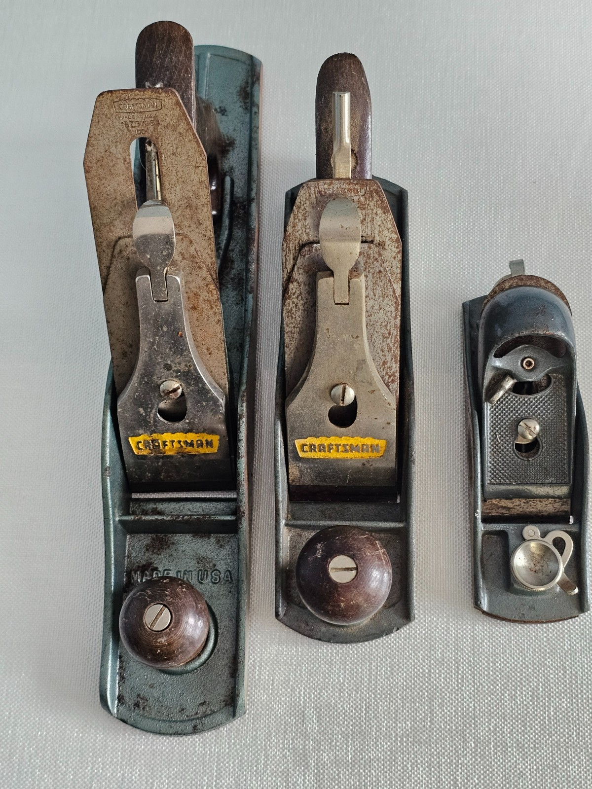Vintage Lot of 3 Craftsman Planer, 13.5" long, 10" and 6" small