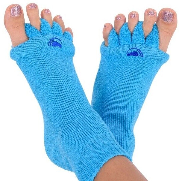Toe Alignment Socks, Blue, Helps Fix Bunions, Crooked & Hammer Toes, & More