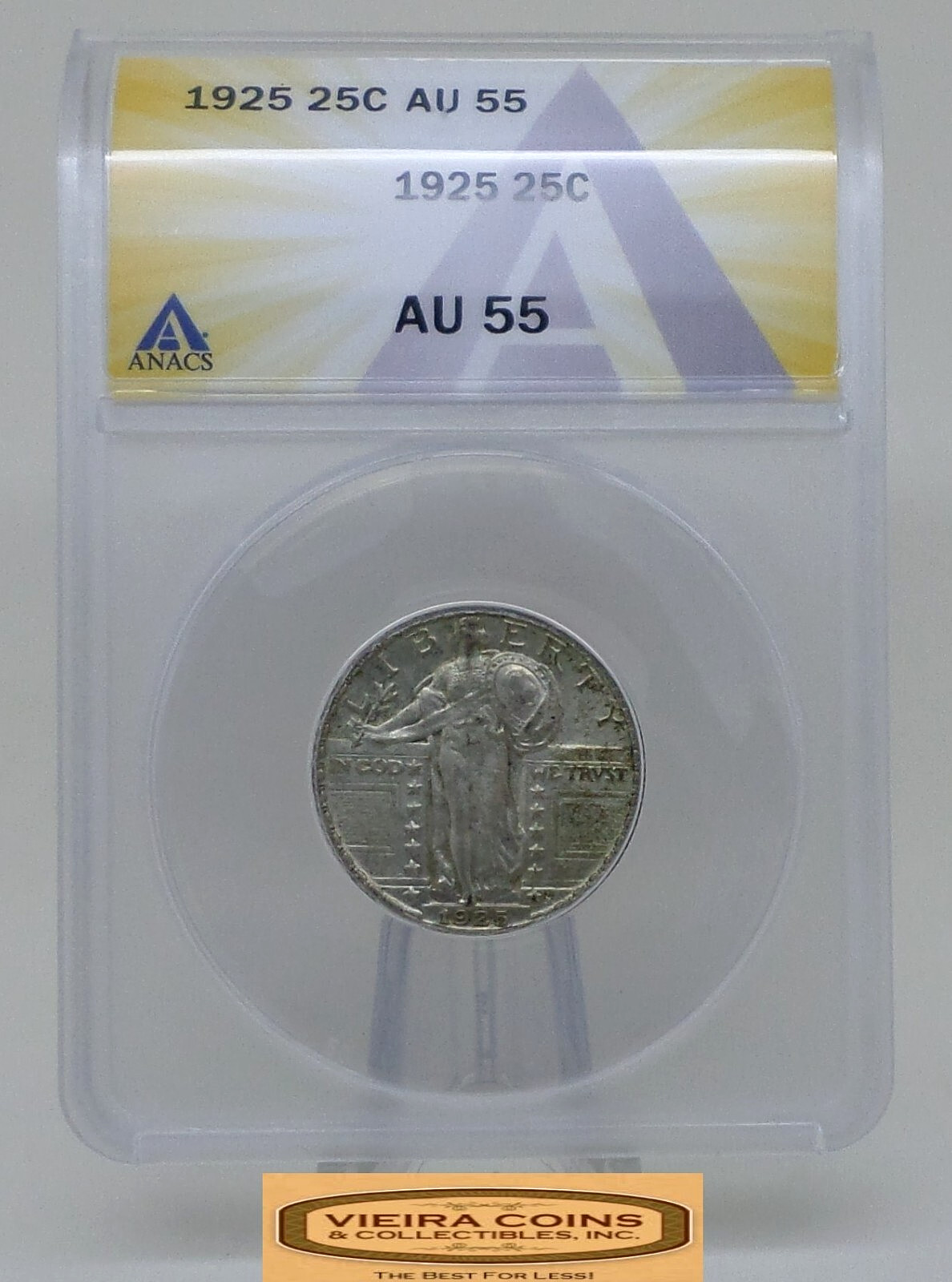 1925 Standing Liberty Silver Quarter, ANACS AU 55 - #SO46585