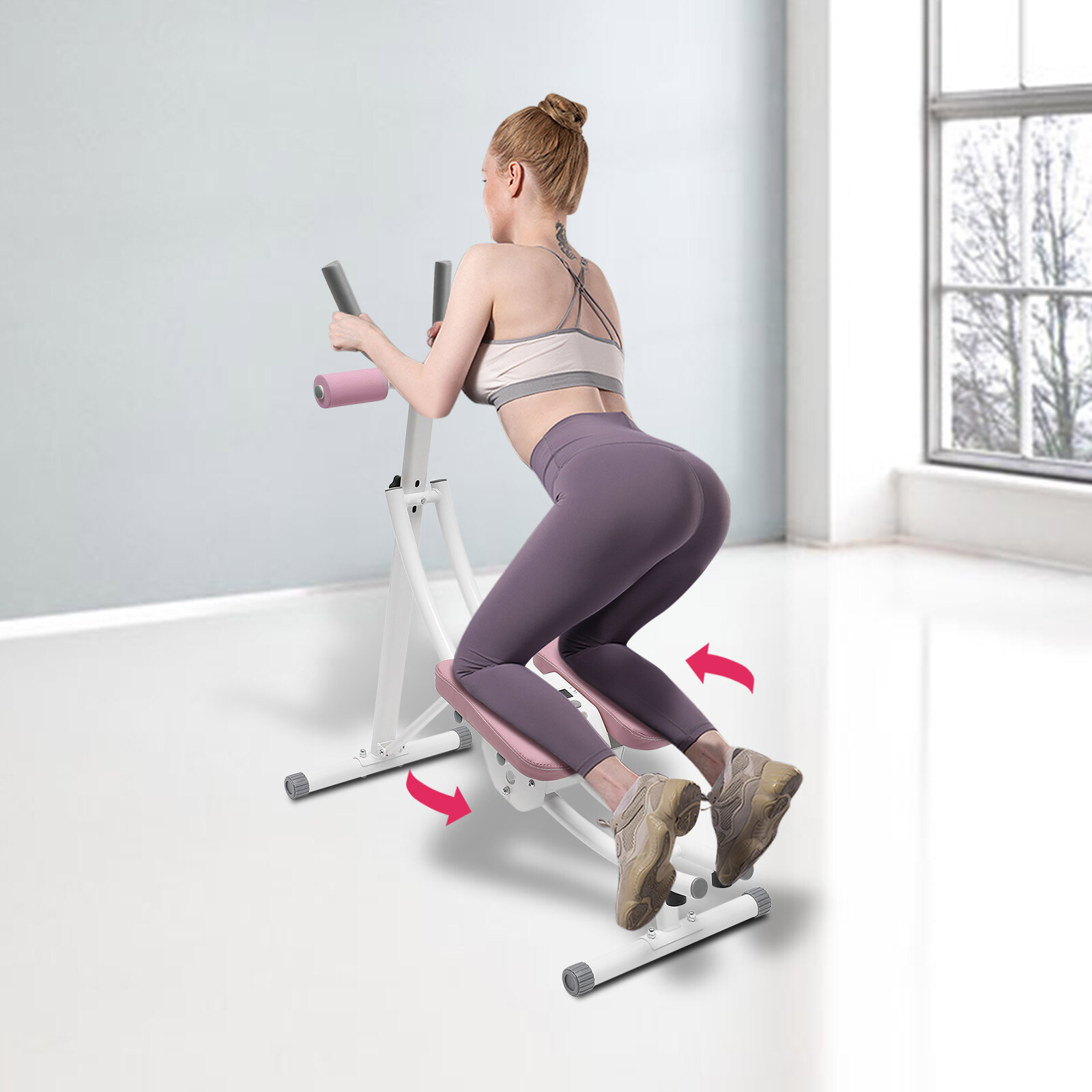 Ab Machine Coaster Abdominal Crunch Trainer for Home Gym Bench Workout Equipment
