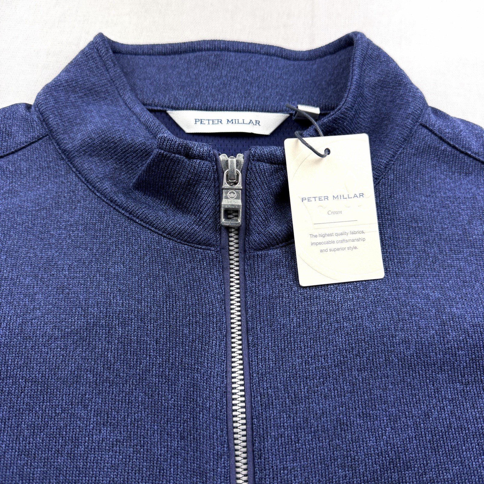 Peter Millar Crown Performance Fleece Full Zip Vest Jacket Navy Blue Medium $155