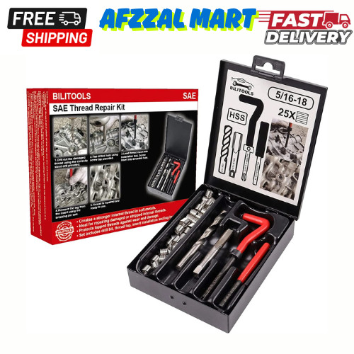 BILITOOLS 5/16-18 inch Thread Repair Kit  HSS Drill Helicoil Repair Kit SAE